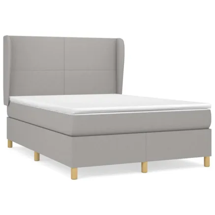 Sommier à lattes de lit avec matelas Gris clair 140x200cm Tissu 2