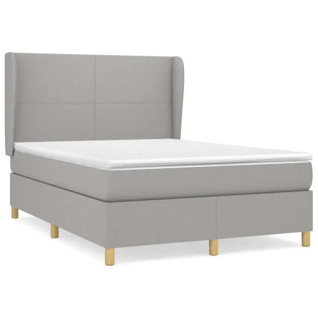 Sommier à lattes de lit avec matelas Gris clair 140x200cm Tissu