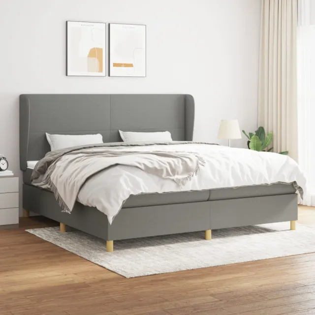 Sommier à lattes de lit avec matelas Gris foncé 200x200cm Tissu