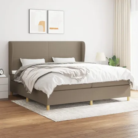 Sommier à lattes de lit avec matelas Taupe 200x200 cm Tissu