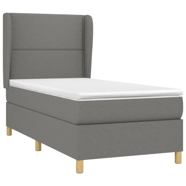 Sommier à lattes de lit avec matelas Gris foncé 90x200 cm Tissu