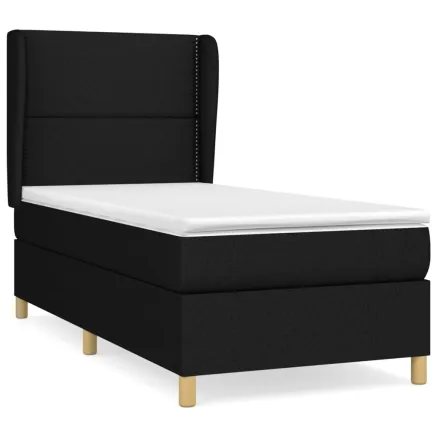 Sommier à lattes de lit avec matelas Noir 90x200 cm Tissu 2