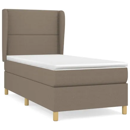 Sommier à lattes de lit avec matelas Taupe 90x200 cm Tissu 2