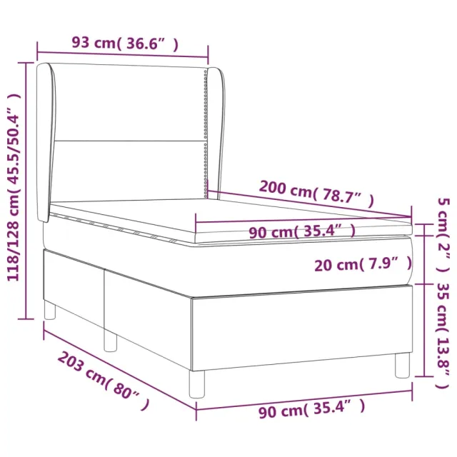 Sommier à lattes de lit avec matelas Taupe 90x200 cm Tissu