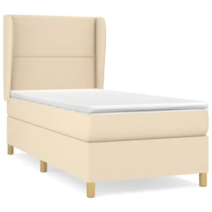 Sommier à lattes de lit avec matelas Crème 90x200 cm Tissu 2