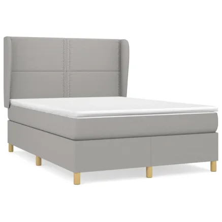 Sommier à lattes de lit avec matelas Gris clair 140x190cm Tissu 2