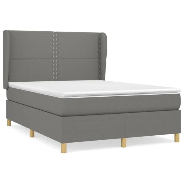 Sommier à lattes de lit avec matelas Gris foncé 140x190cm Tissu