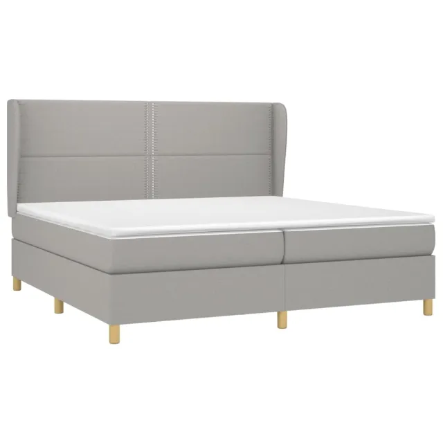 Sommier à lattes de lit avec matelas Gris clair 200x200cm Tissu