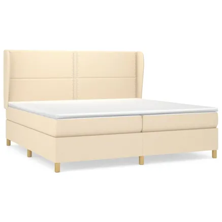 Sommier à lattes de lit avec matelas Crème 200x200 cm Tissu 2