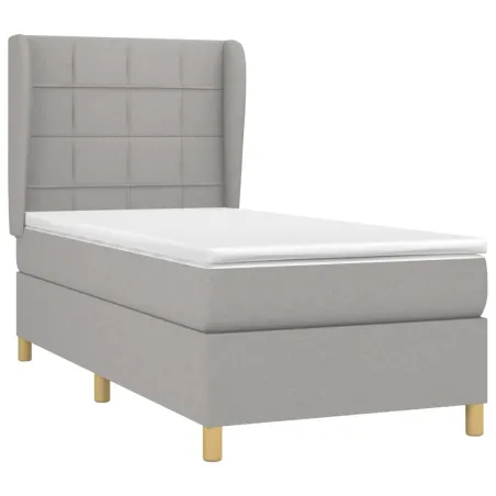 Sommier à lattes de lit avec matelas Gris clair 90x200 cm Tissu