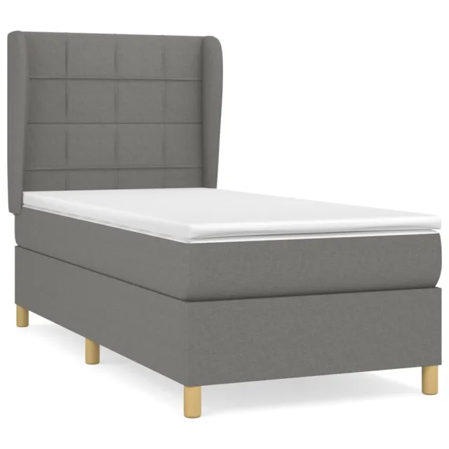 Sommier à lattes de lit avec matelas Gris foncé 90x200 cm Tissu