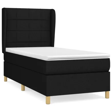 Sommier à lattes de lit avec matelas Noir 90x200 cm Tissu 2
