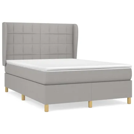Sommier à lattes de lit avec matelas Gris clair 140x200cm Tissu 2