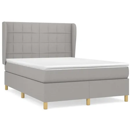 Sommier à lattes de lit avec matelas Gris clair 140x200cm Tissu