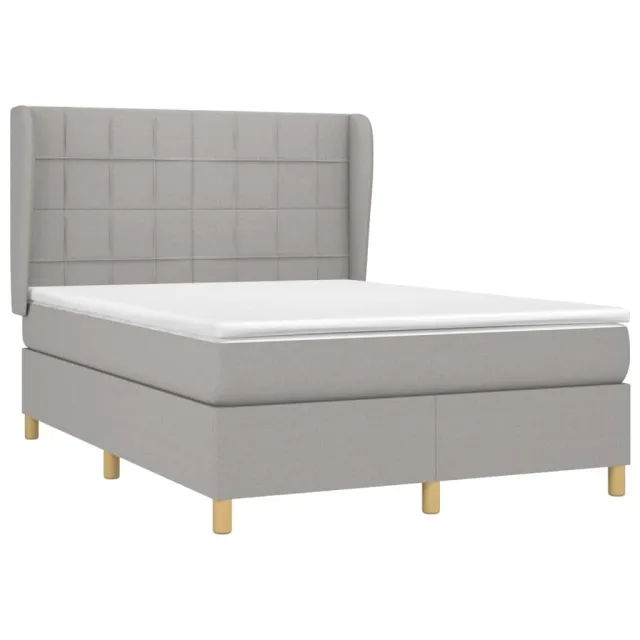 Sommier à lattes de lit avec matelas Gris clair 140x200cm Tissu