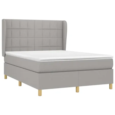 Sommier à lattes de lit avec matelas Gris clair 140x200cm Tissu