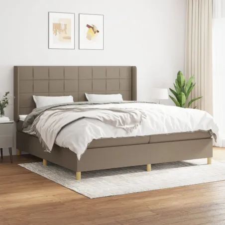 Sommier à lattes de lit avec matelas Taupe 200x200 cm Tissu