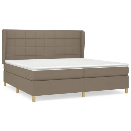 Sommier à lattes de lit avec matelas Taupe 200x200 cm Tissu 2