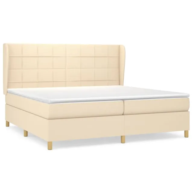 Sommier à lattes de lit avec matelas Crème 200x200 cm Tissu