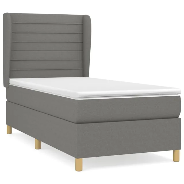 Sommier à lattes de lit avec matelas Gris foncé 80x200 cm Tissu