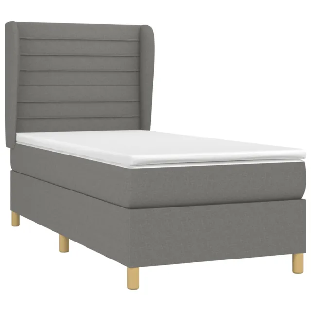 Sommier à lattes de lit avec matelas Gris foncé 80x200 cm Tissu