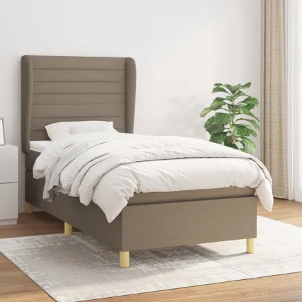 Sommier à lattes de lit avec matelas Taupe 80x200 cm Tissu