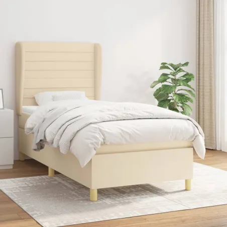 Sommier à lattes de lit avec matelas Crème 80x200 cm Tissu