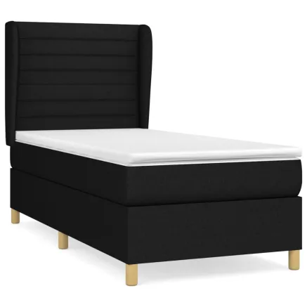 Sommier à lattes de lit avec matelas Noir 90x200 cm Tissu 2