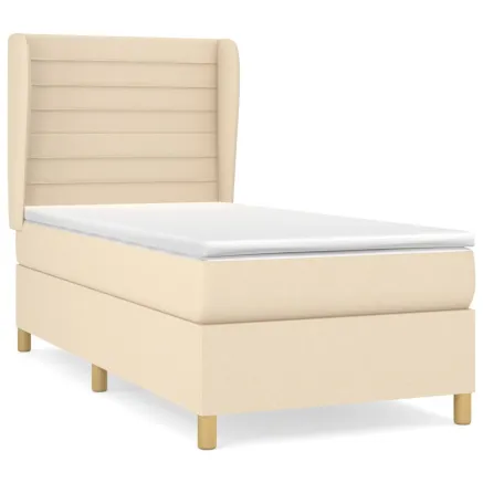 Sommier à lattes de lit avec matelas Crème 100x200 cm Tissu 2