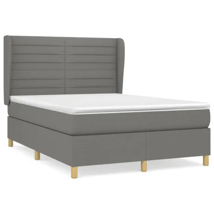 Sommier à lattes de lit avec matelas Gris foncé 140x190cm Tissu 2
