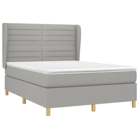 Sommier à lattes de lit avec matelas Gris clair 140x200cm Tissu