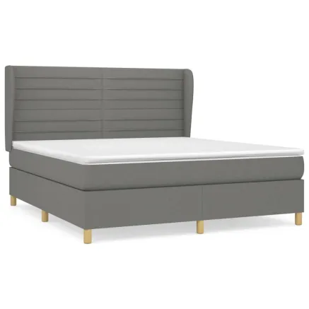 Sommier à lattes de lit avec matelas Gris foncé 160x200cm Tissu 2