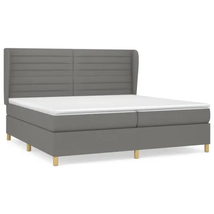 Sommier à lattes de lit avec matelas Gris foncé 200x200cm Tissu 2