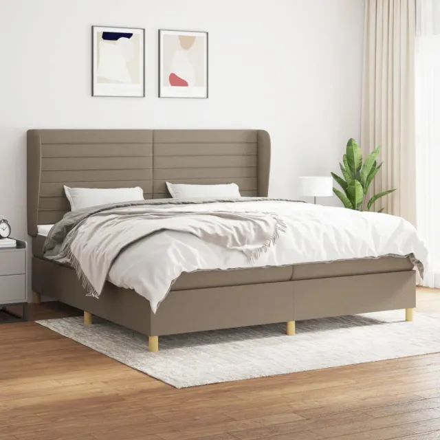 Sommier à lattes de lit avec matelas Taupe 200x200 cm Tissu