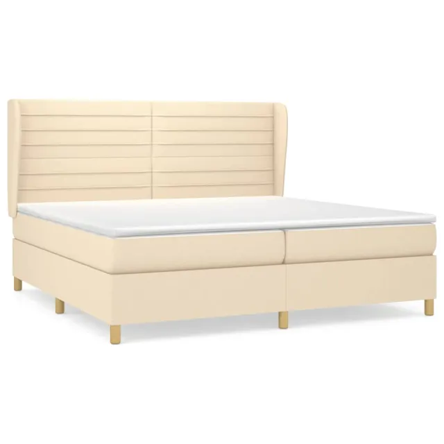 Sommier à lattes de lit avec matelas Crème 200x200 cm Tissu