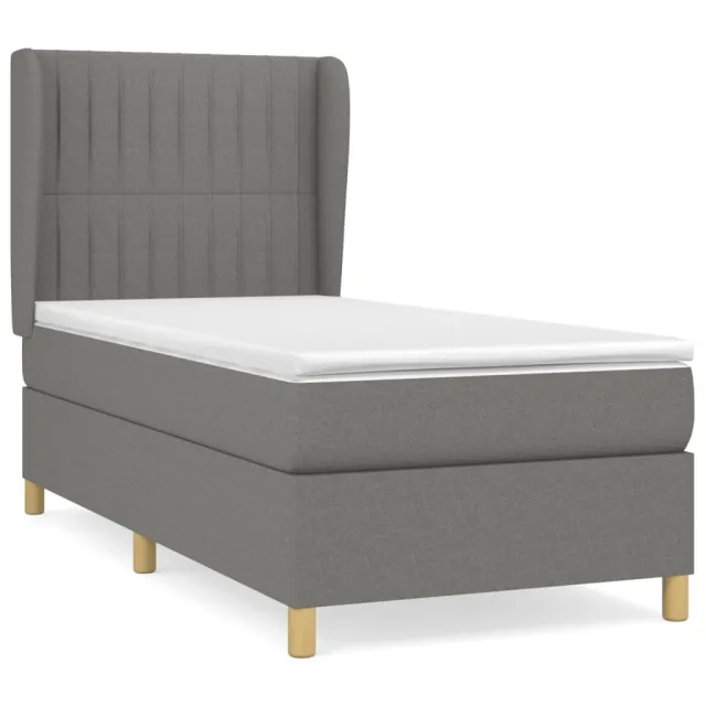 Sommier à lattes de lit avec matelas Gris foncé 80x200 cm Tissu