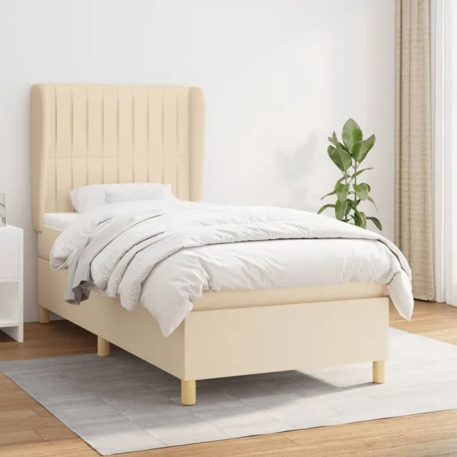 Sommier à lattes de lit avec matelas Crème 80x200 cm Tissu