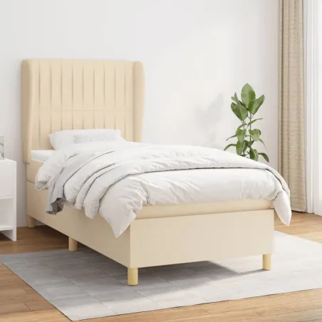 Sommier à lattes de lit avec matelas Crème 80x200 cm Tissu