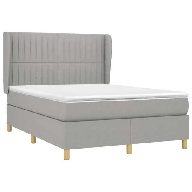 Sommier à lattes de lit avec matelas Gris clair 140x190cm Tissu