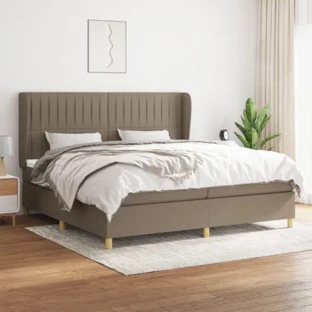 Sommier à lattes de lit avec matelas Taupe 200x200 cm Tissu