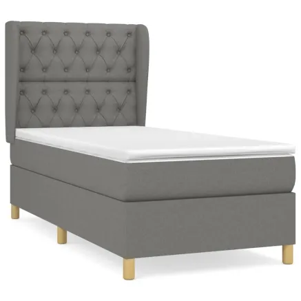 Sommier à lattes de lit avec matelas Gris foncé 80x200 cm Tissu 2