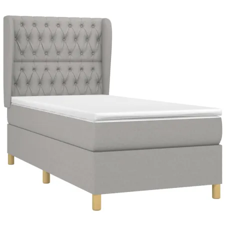 Sommier à lattes de lit avec matelas Gris clair 90x200 cm Tissu