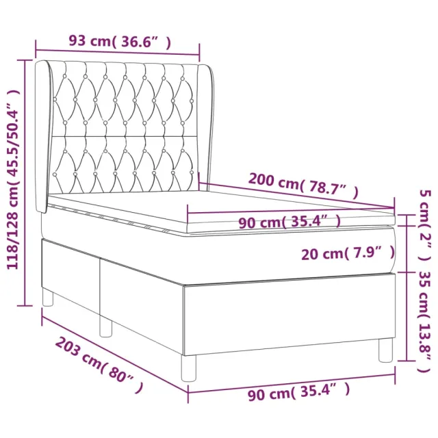 Sommier à lattes de lit avec matelas Gris clair 90x200 cm Tissu