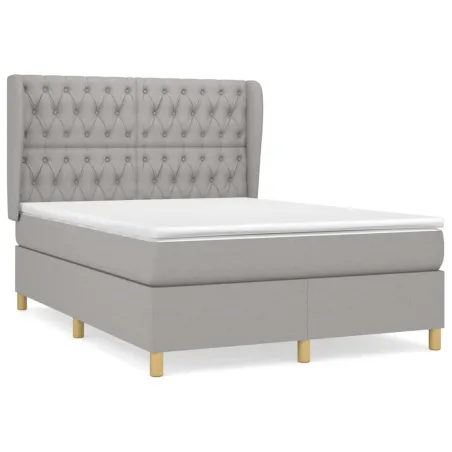 Sommier à lattes de lit avec matelas Gris clair 140x200cm Tissu