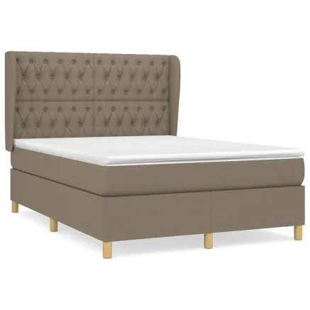 Sommier à lattes de lit avec matelas Taupe 140x200 cm Tissu 2