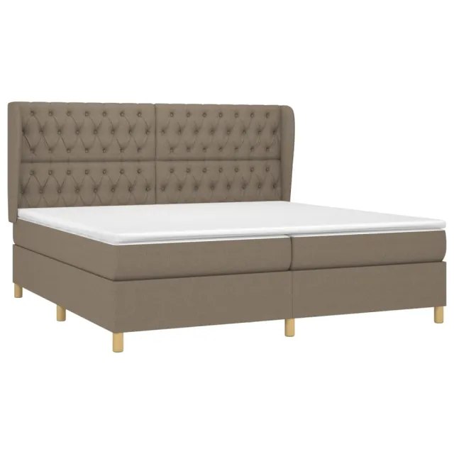 Sommier à lattes de lit avec matelas Taupe 200x200 cm Tissu