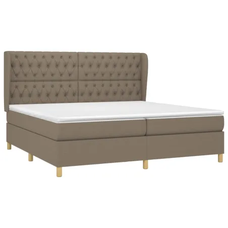 Sommier à lattes de lit avec matelas Taupe 200x200 cm Tissu