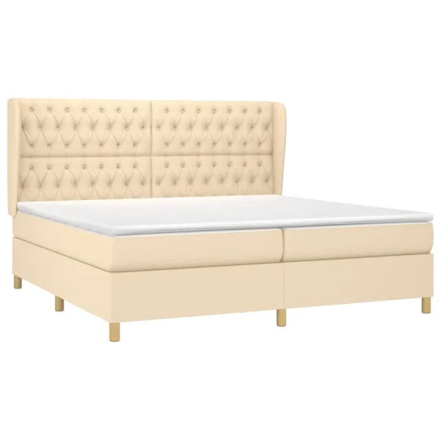 Sommier à lattes de lit avec matelas Crème 200x200 cm Tissu