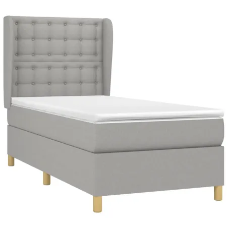 Sommier à lattes de lit avec matelas Gris clair 80x200 cm Tissu