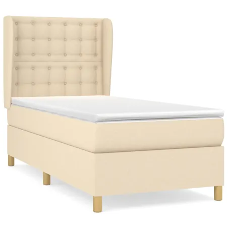 Sommier à lattes de lit avec matelas Crème 80x200 cm Tissu